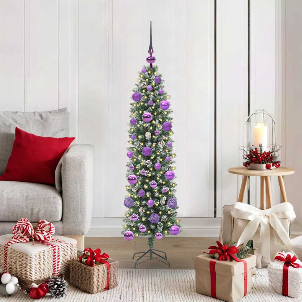 Artificial Slim Christmas Tree Green and White 120 cm