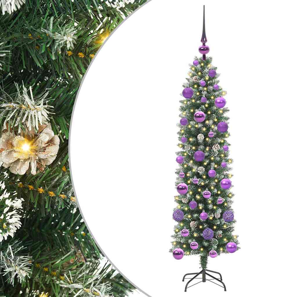 Artificial Slim Christmas Tree Green and White 120 cm