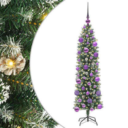 Artificial Slim Christmas Tree Green and White 120 cm
