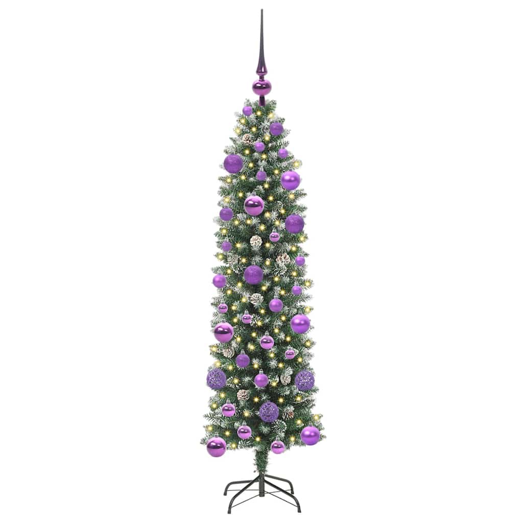 Artificial Slim Christmas Tree Green and White 120 cm