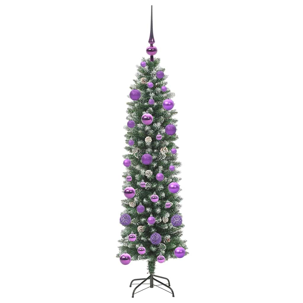 Artificial Slim Christmas Tree Green and White 120 cm