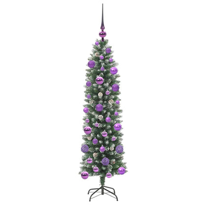 Artificial Slim Christmas Tree Green and White 120 cm