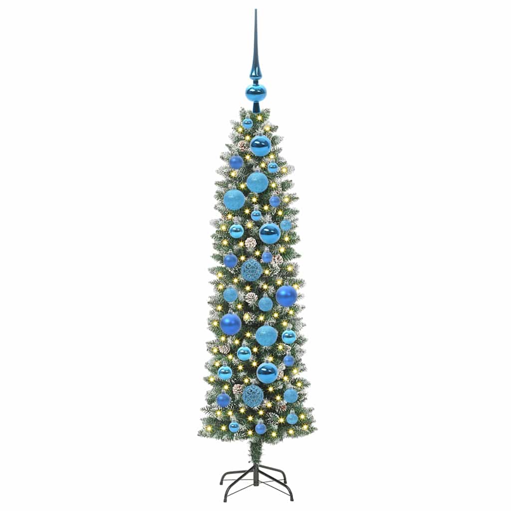 Artificial Slim Christmas Tree Green and White 120 cm