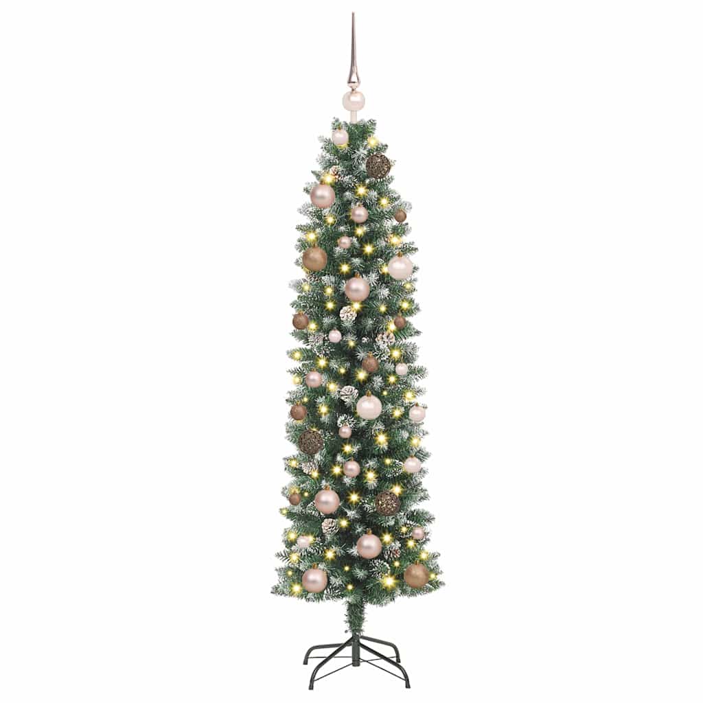 Artificial Slim Christmas Tree Green and White 150 cm