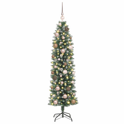 Artificial Slim Christmas Tree Green and White 150 cm