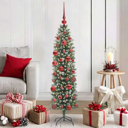 Artificial Slim Christmas Tree Green and White 150 cm