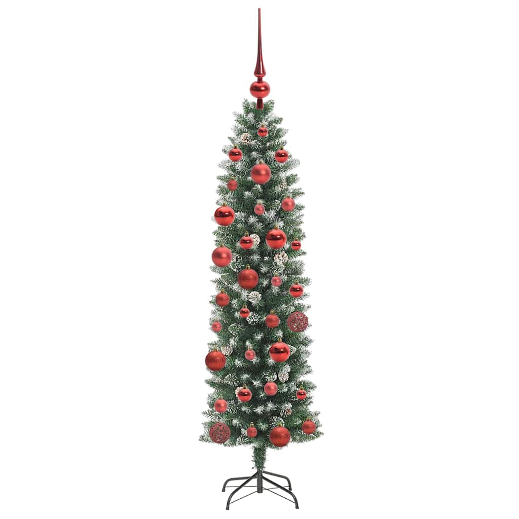 Artificial Slim Christmas Tree Green and White 150 cm