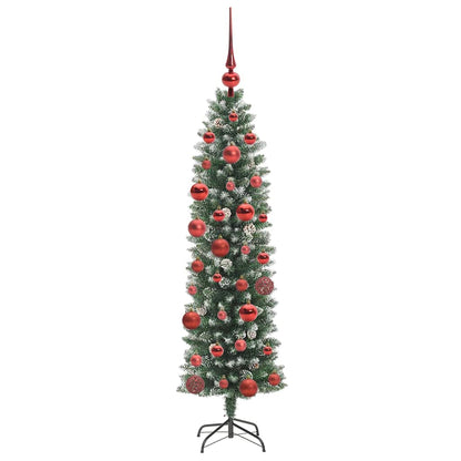 Artificial Slim Christmas Tree Green and White 150 cm