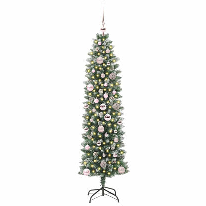 Artificial Slim Christmas Tree Green and White 150 cm