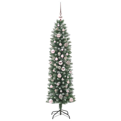 Artificial Slim Christmas Tree Green and White 150 cm