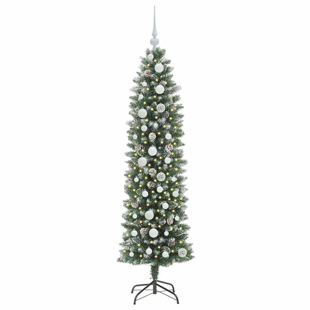 Artificial Slim Christmas Tree Green and White 150 cm