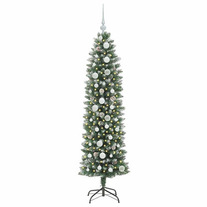 Artificial Slim Christmas Tree Green and White 150 cm