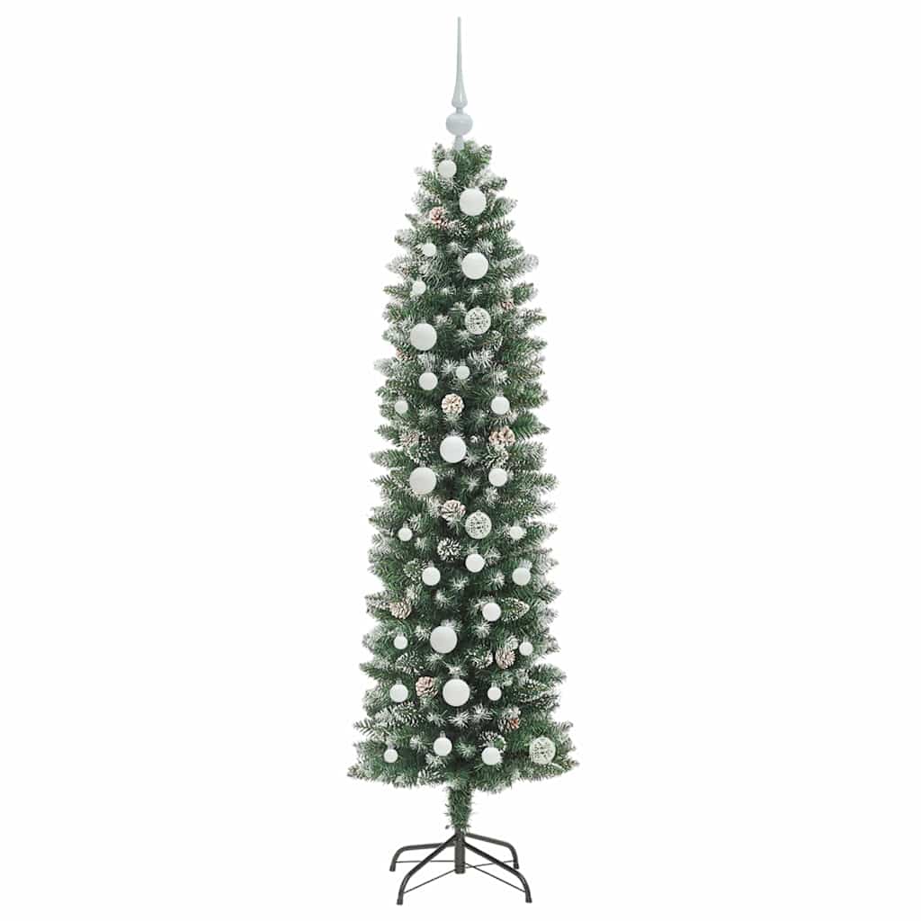 Artificial Slim Christmas Tree Green and White 150 cm