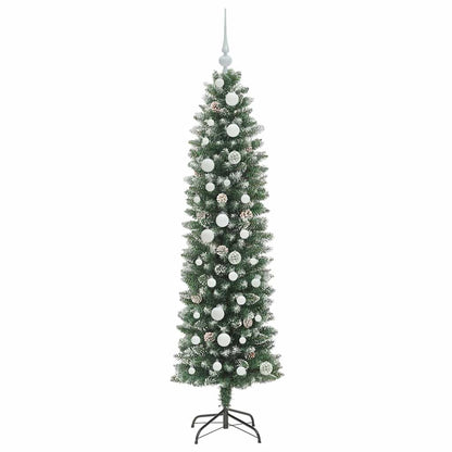 Artificial Slim Christmas Tree Green and White 150 cm