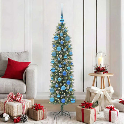 Artificial Slim Christmas Tree Green and White 150 cm