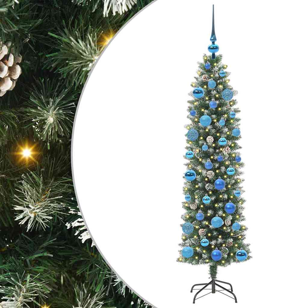Artificial Slim Christmas Tree Green and White 150 cm
