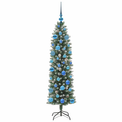 Artificial Slim Christmas Tree Green and White 150 cm