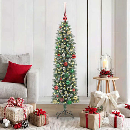 Artificial Slim Christmas Tree Green and White 150 cm