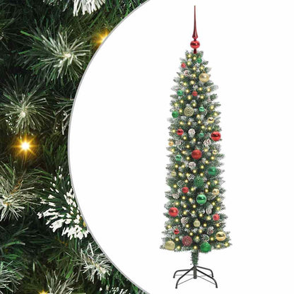Artificial Slim Christmas Tree Green and White 150 cm