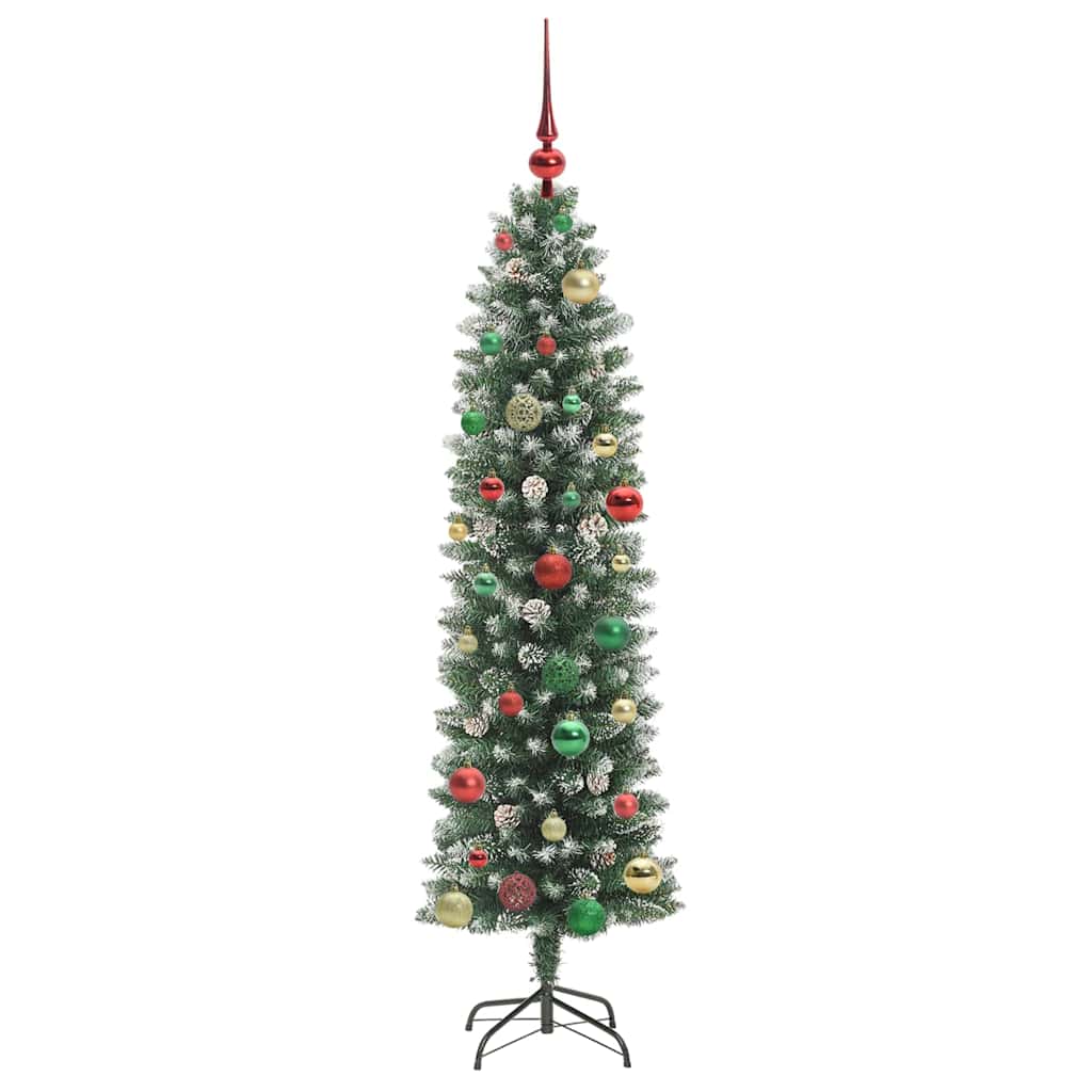 Artificial Slim Christmas Tree Green and White 150 cm