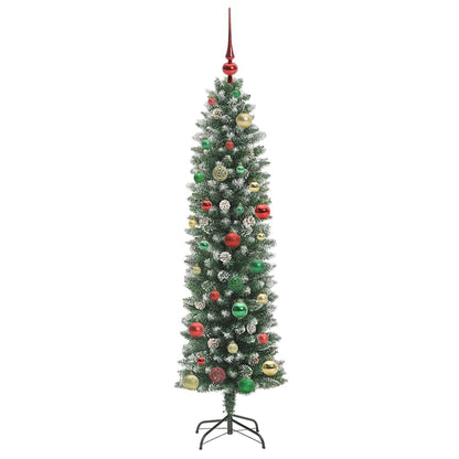 Artificial Slim Christmas Tree Green and White 150 cm