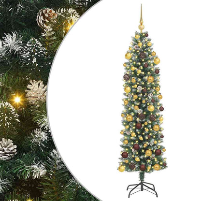 Artificial Slim Christmas Tree Green and White 180 cm