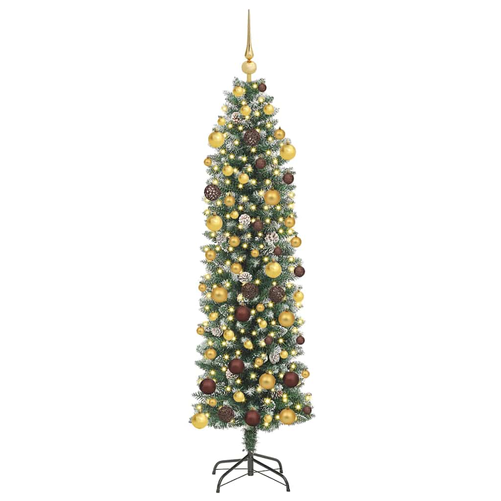 Artificial Slim Christmas Tree Green and White 180 cm