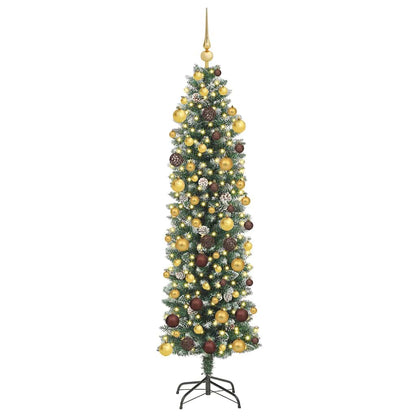 Artificial Slim Christmas Tree Green and White 180 cm