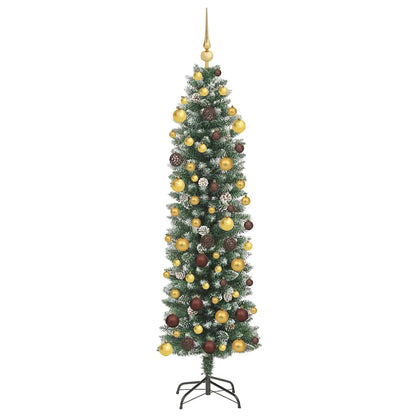 Artificial Slim Christmas Tree Green and White 180 cm