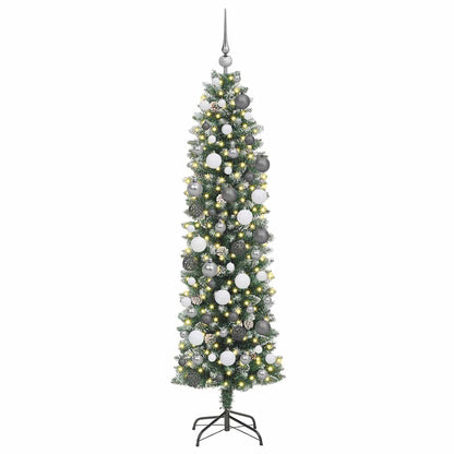 Artificial Slim Christmas Tree Green and White 180 cm