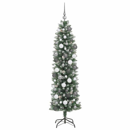 Artificial Slim Christmas Tree Green and White 180 cm