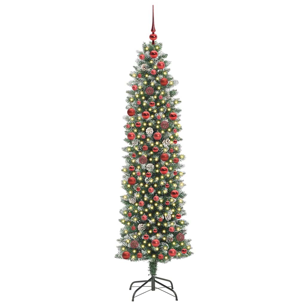 Artificial Slim Christmas Tree Green and White 180 cm