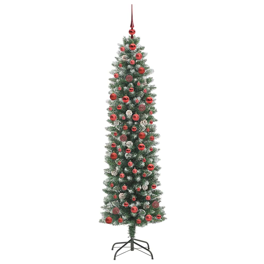 Artificial Slim Christmas Tree Green and White 180 cm