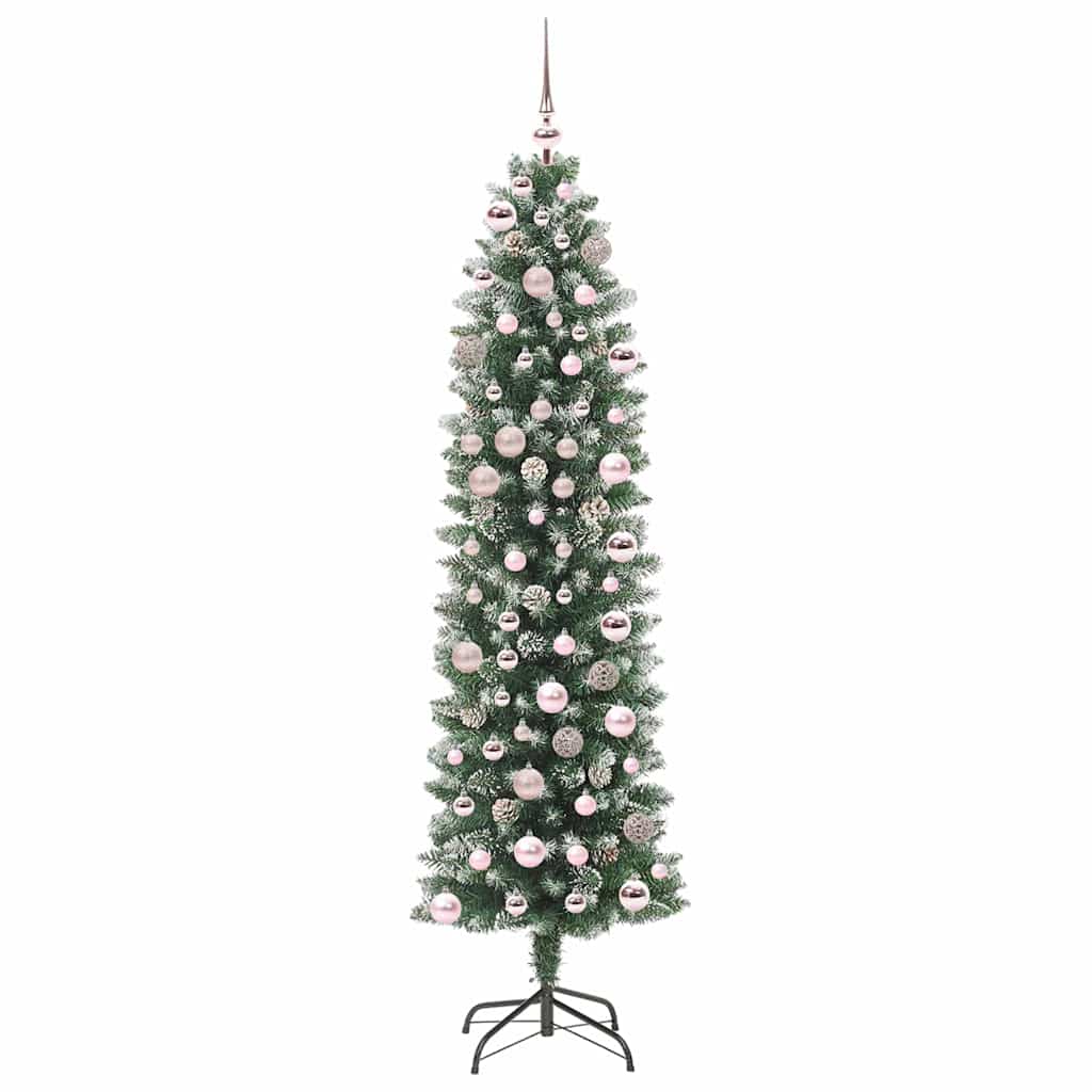 Artificial Slim Christmas Tree Green and White 180 cm