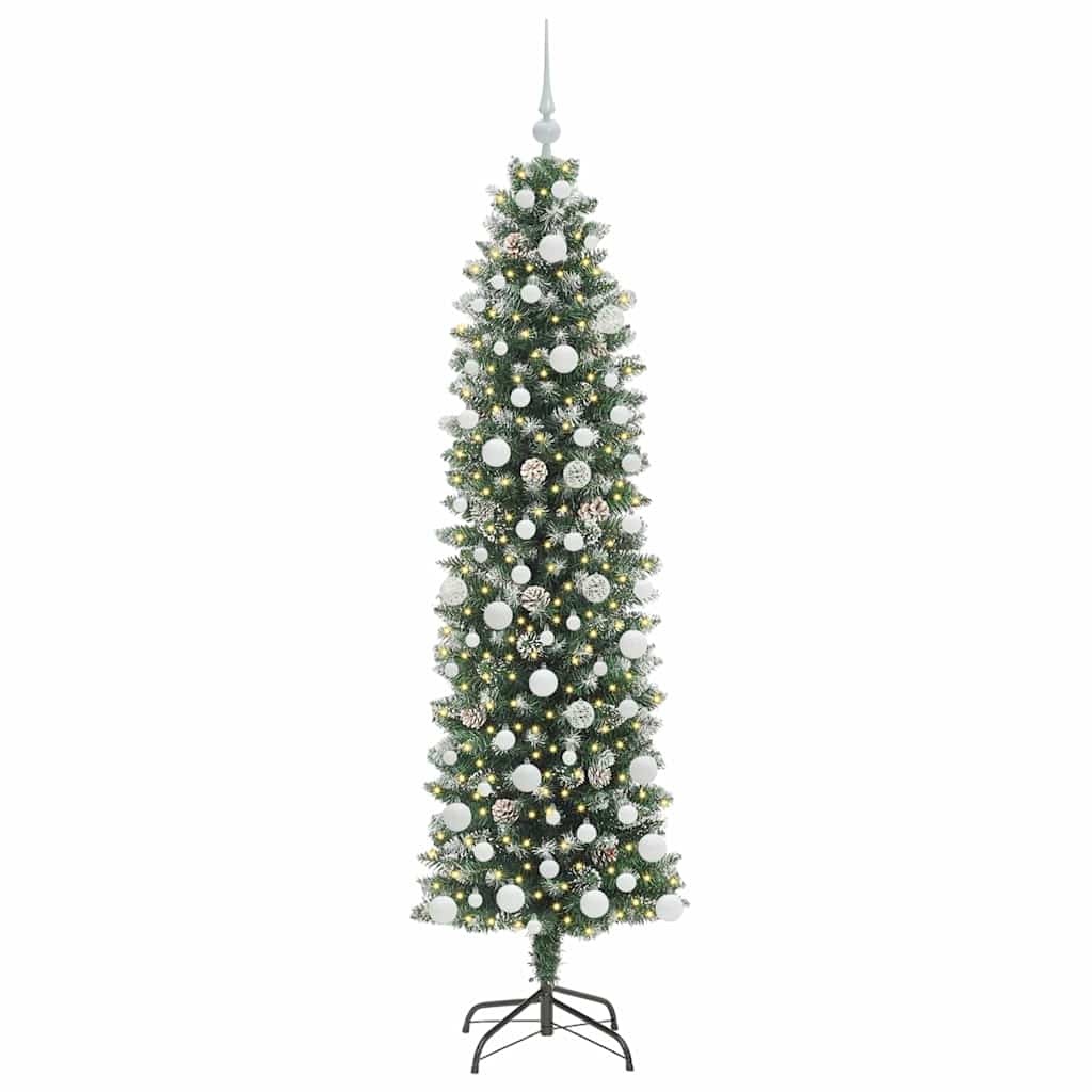 Artificial Slim Christmas Tree Green and White 180 cm