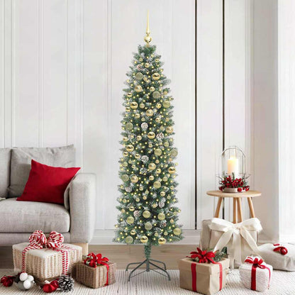Artificial Slim Christmas Tree Green and White 180 cm