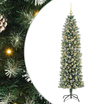Artificial Slim Christmas Tree Green and White 180 cm