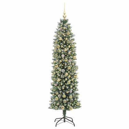 Artificial Slim Christmas Tree Green and White 180 cm