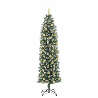 Artificial Slim Christmas Tree Green and White 180 cm