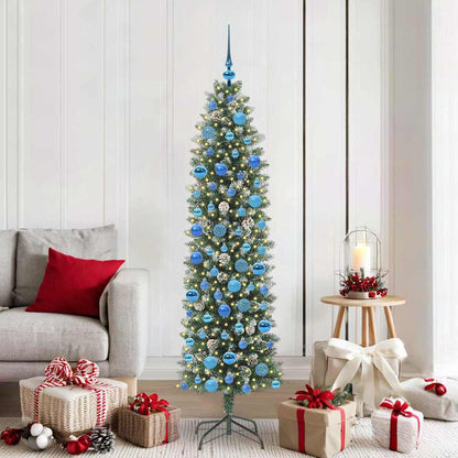 Artificial Slim Christmas Tree Green and White 180 cm