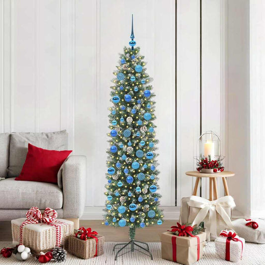 Artificial Slim Christmas Tree Green and White 180 cm
