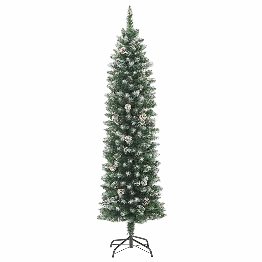 Artificial Slim Christmas Tree Green and White 180 cm