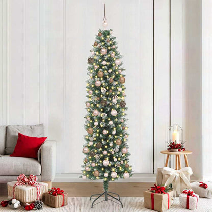 Artificial Slim Christmas Tree Green and White 210 cm