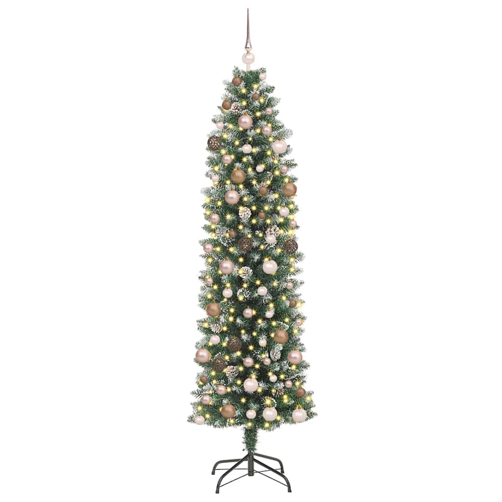 Artificial Slim Christmas Tree Green and White 210 cm