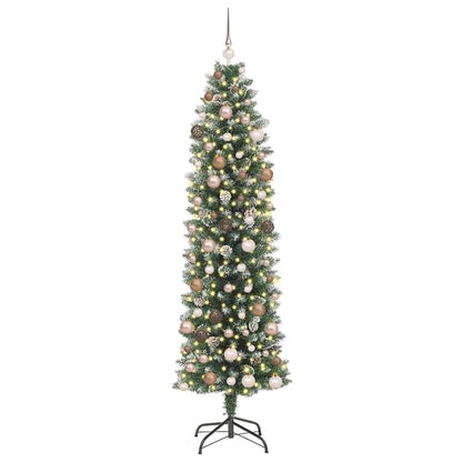 Artificial Slim Christmas Tree Green and White 210 cm