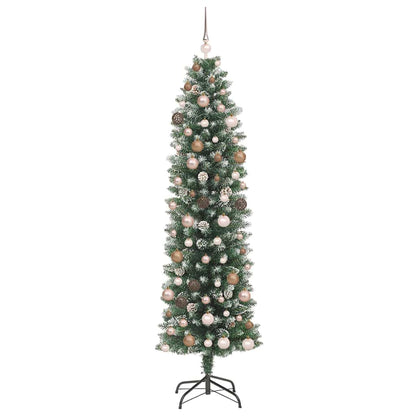 Artificial Slim Christmas Tree Green and White 210 cm
