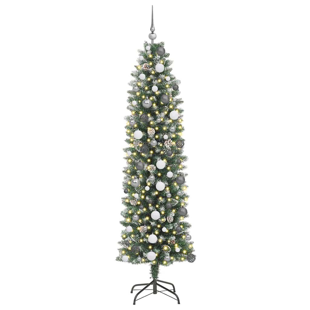 Artificial Slim Christmas Tree Green and White 210 cm