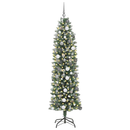 Artificial Slim Christmas Tree Green and White 210 cm