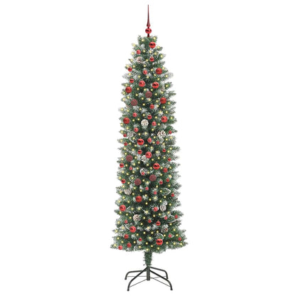 Artificial Slim Christmas Tree Green and White 210 cm