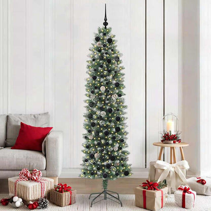Artificial Slim Christmas Tree Green and White 210 cm